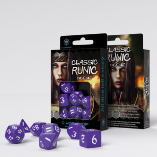 Dice Set - Ζάρια Q-Workshop - Classic Runic - Purple & White (7pcs)