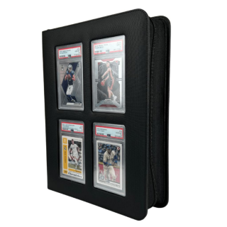 Evoretro Premium Binder with Window - 4 Pocket Zippered for Graded PSA Cards / Magnetic Card Holders - Black (36 Cards)
