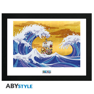 Framed Print - One Piece - Thousand Sunny (Great Wave) (30x40cm)